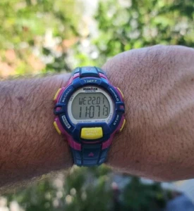 Vintage Timex Mens Mens Watch Ironman Triathlon Multicoloured Retro Working 40mm - Picture 1 of 7