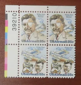 C95-C96 25c Wiley Post, Plate Block of 4 Stamps, Mint NH - Picture 1 of 1