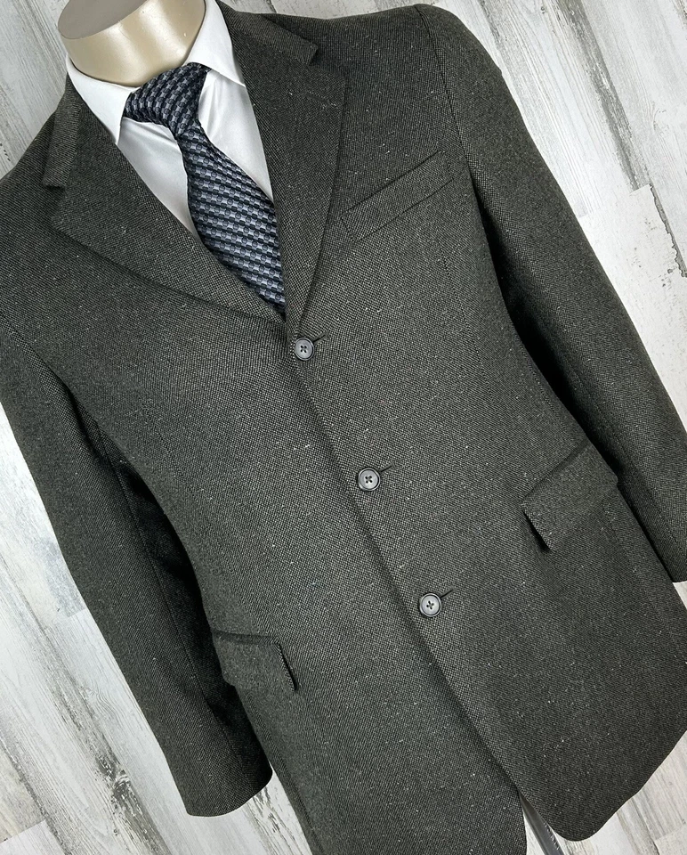 Abrigo deportivo Tommy Hilfiger chaqueta blazer para hombre 40R verde oscuro lana de cordero [A-2008] Foto 1 de 4