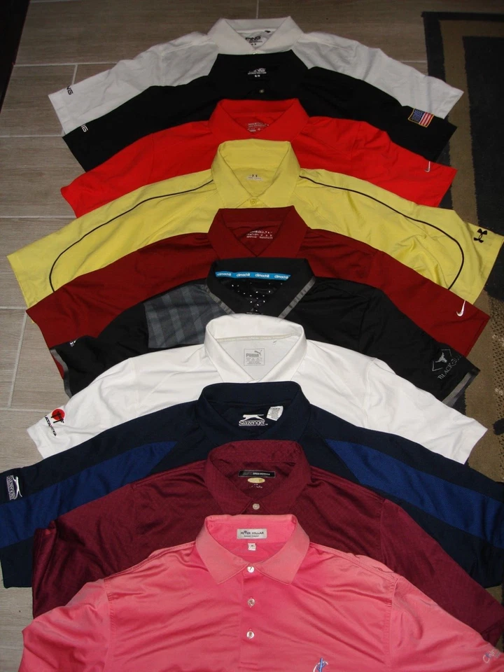 LOTE-10 POLOS PETER MILLAR, NIKE, ADIDAS, PUMA, ECT POLI SÓLIDO S/S CON LOGOTIPOS M Foto 1 de 4
