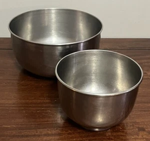 Set of 2 Stainless Rim Bottom Mixing Bowls for Sunbeam Mixmaster 12 Speed Mixer - Picture 1 of 7