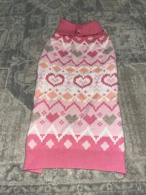 Suéter Rosa CORAZÓN Faiar Isle Perro Mascota Talla XL X-grande Smoochie Pooch Foto 1 de 4