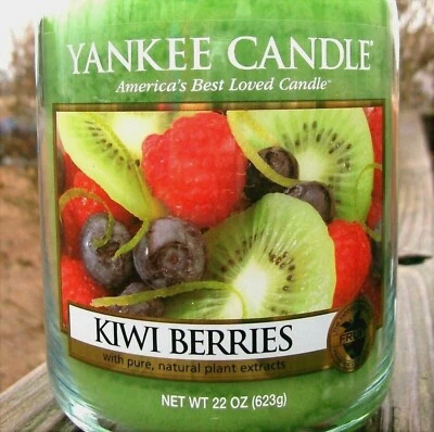 Yankee Candle Retired "KIWI BERRIES"~Fruit ~ Large 22 oz ~ WHITE LABEL~ RARE~NEW - Image 1 of 4