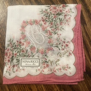 Nina Ricci Floral Cotton Scarf bandana Handkerchief 17.5” Pink NR - Picture 1 of 5