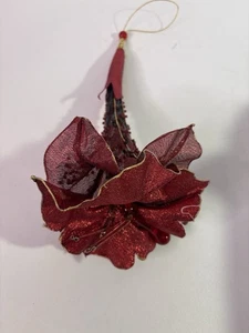 Fata tromba fiori decorati paillettes perline vittoriano albero di Natale cablato rosso - Foto 1 di 5