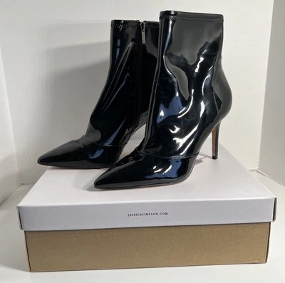 Botas JESSICA SIMPSON JS-ALLIYE Negras Elastizadas Patente Talla 10M Usadas en Excelente Condición Foto 1 de 4