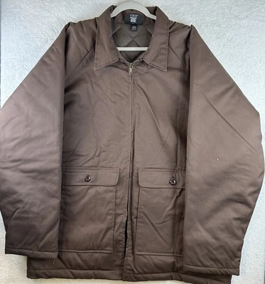 VTG Sears Chore Coat Quilted Lined Brown Work 70s Ideal Zipper USA 52T (2XLT) - Image 1 of 4
