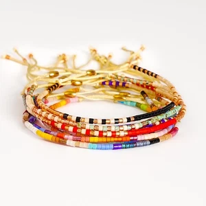 Colorful Boho Seed Bead Bracelet ,Adjustable Handmade Beaded Pulseras Mujer Gift - Picture 1 of 31