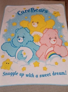 Vintage 2004 Care Bears Fleece Überwurf Decke 50x58" Cheer Funshine Bedtime Bear EUC - Bild 1 von 4