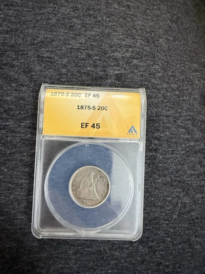 1875 S  20 cent piece Anacs Ef45 - Image 1 of 2