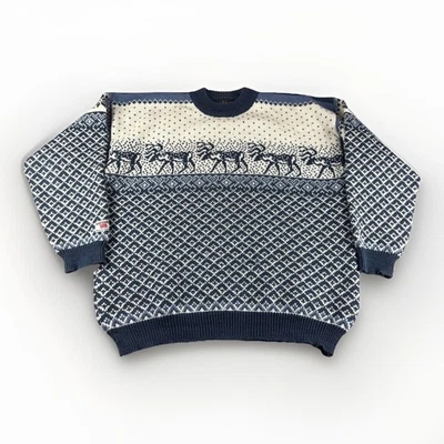 Nordstrikk Wool Sweater Mens XL Blue Holiday Christmas Vintage Made in Norway - Image 1 of 4