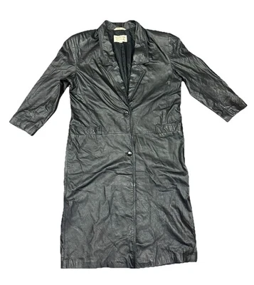 Chaqueta gabardina de cuero negra Brandon Thomas de colección para mujer talla grande” Foto 1 de 4