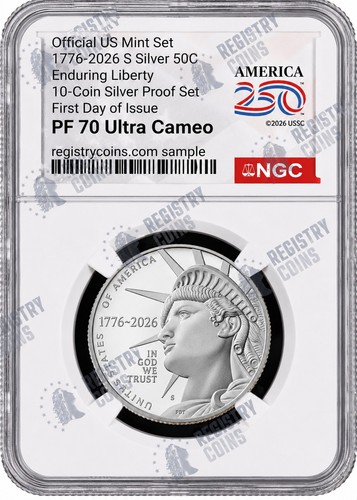 2026 S Silver Enduring Liberty 50C NGC PF70 Ultra Cameo First Day Issue ...