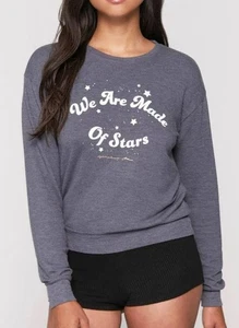 Spiritual Gangster Women "We Are Made Of Stars" Sweatshirt S Blue Crewneck NWT - Picture 1 of 7