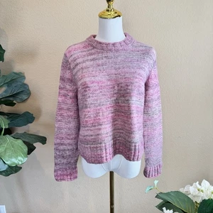 Outerknown Womens M Luna Space Dye Sweater Pink Organic Cotton/Wool Crew Cropped - Picture 1 of 13