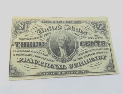 1863 THREE CENTS FRACTIONAL CURRENCY NOTE - Image 1 of 4