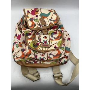 Mochila Cartera Lily Bloom Beige Marrón Multicolor Pájaros Diseño Floral Rosa - Imagen 1 de 13