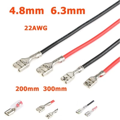 4.8/6.3mm Female Spade Terminals Crimp Connector With Cable Wire 22AWG 10cm 20cm - Image 1 of 4
