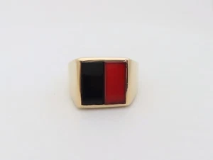 Antike Herren Ringe 14k Schwarz Onyx Karneol Ring Massiv Gold Schmuck Größe 10 R697 - Bild 1 von 8