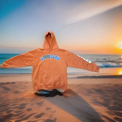 Sudadera con Capucha Lee Heavyweight Naranja Swimkins Synchro Team Años 90 Gráfico Grande De Colección Foto 1 de 4
