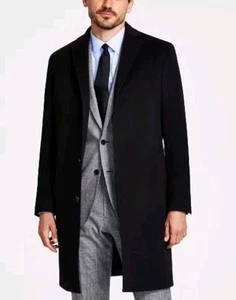 Brooks Brothers 346 Men's Black 100% Wool Classic Top Coat! 42L Excellent  - Picture 1 of 6