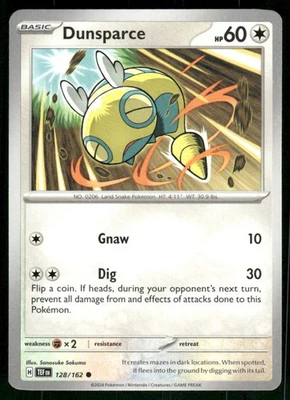 Dunsparce 128/162 Common Normal NM Pokemon SV05: Temporal Forces - Image 1 of 2