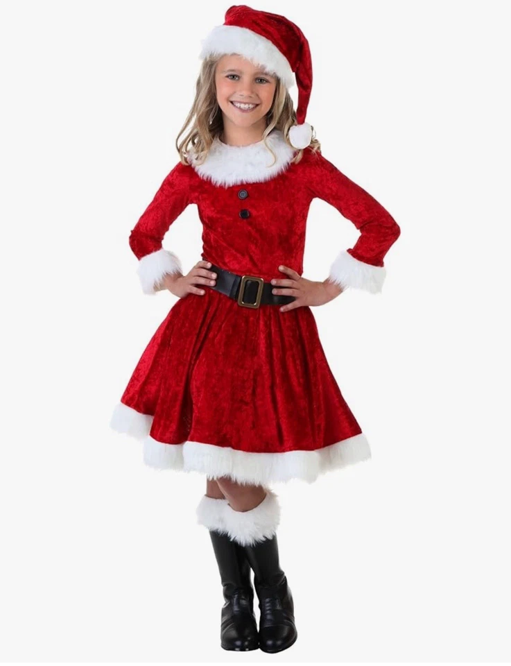 Red Christmas Santa Girls Dress S - Image 1 of 4