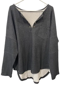 Henley Shirt Gr. XL Ösen V-Ausschnitt Pullover Oberteil Langarm Rippstruktur NEU - Bild 1 von 7