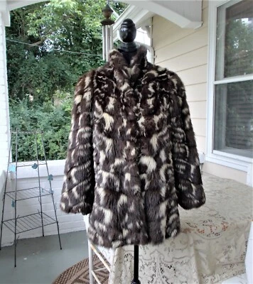 Abrigo chaqueta vintage de piel de zorro marrón chocolate oscuro y blanco roto Wilson Furs M Foto 1 de 4
