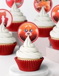 Comestible Girando Rojo Panda Oblea Helado Cupcake Topper Cumpleaños Decoraciones - Imagen 1 de 3