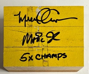 Magic Johnson Michael Cooper Signed 4 1/2 x 6 Laker Forum Floorboard '5x Champs' - Picture 1 of 3