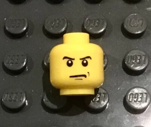 LEGO Male Head, Grouch Grump Upset Police Officer, Angry Mad, Aggravated - Picture 1 of 1