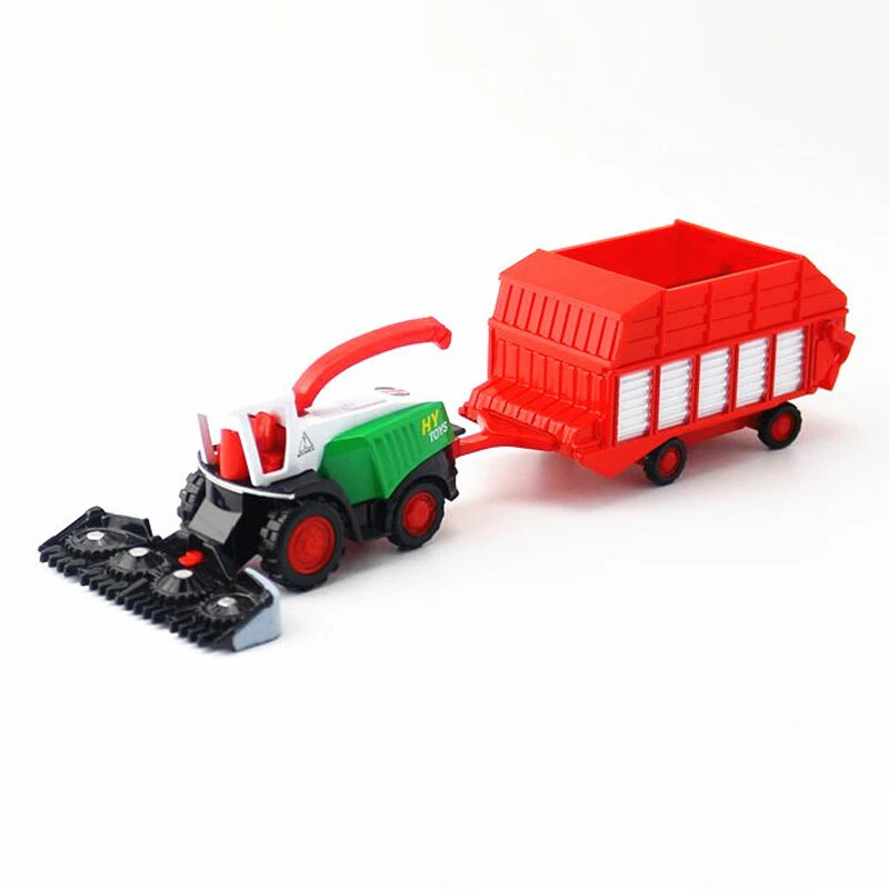Farm Tractor Toy Front Harvester with Crop Transporter Trailer Diecast Model - Image 1 of 4