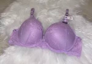 Victorias Secret Bombshell Plunge Bra Super Padded Add 2 Cups Womens 32B Purple - Picture 1 of 8