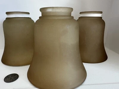 Taupe Bell Ceiling Fan/Vanity Frosted Glass Lamp Shades Set Of  3 - Image 1 of 4