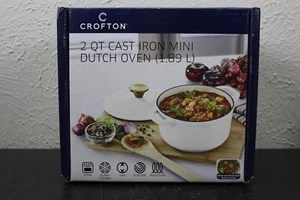 Crofton 2 Qt Cast Iron mini Dutch Oven 1.89 L White New - Picture 1 of 5