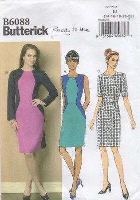 Butterick Sewing Pattern 6088 EASY Dress Fitted & Lined Bodycon Size 14 - 22 - Image 1 of 4