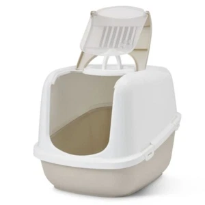 Savic Nestor Jumbo Covered Litter Tray XXL. Mocha & White. Easy Cleaning. - Picture 1 of 9