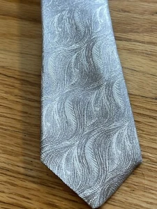 Corbata ajustada vintage Don Soper de California para hombre toda de seda plateada remolino abstracto - Imagen 1 de 4