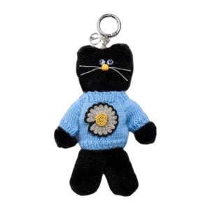 Monamhee x Peaceminusone Daihee Plush Keyring Black Cat with Daisy Sweater - Picture 1 of 3