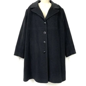 LL Collezioni Italia Coat Coat Womens 22W Cashmere Lambswool Gray Peacoat Trench - Picture 1 of 11