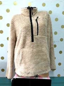 Victoria's Secret Rosa Media Cremallera Sherpa Sudadera Camello M Nueva con Etiquetas - Imagen 1 de 3