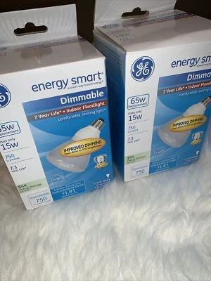 2 Of GE R30 CFL Light Bulb, 65W Replacement, Dimmable, Energy Smart, Soft White - Image 1 of 4