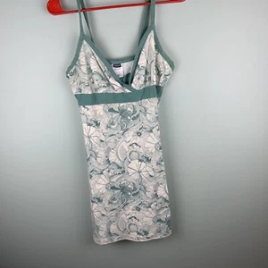 Y2K Patagonia Floral Print Top Mini Dress Shirt Size Women's Medium White Green - Picture 1 of 5