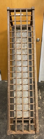 LARGE ANTIQUE OAK UMBRELLA / CANE STAND FROM HOTEL with BRASS NUMBER PLATES Cover