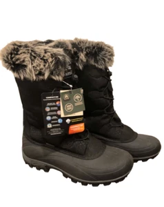 Neu mit Etikett Kamik Schneestiefel Momentum Fellbesatz hoch gefüttert vegan wasserdicht schwarz W 10,5 - Bild 1 von 16