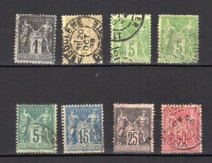 Frankreich Typ Sage Lot von 8 Marken gestempelt /TE4023 - Bild 1 von 1