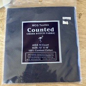 MCG Textiles, 14 Count Aida, Navy Blue 100% Combed Cotton Fabric 12" x 18 - Picture 1 of 4