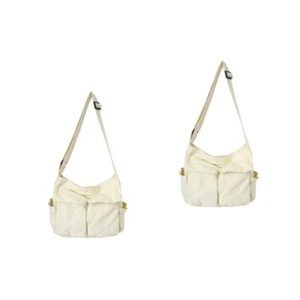 Set of 2 Canvas Bag Miss Man Large Capacity Messenger Utility Tote - Picture 1 of 12