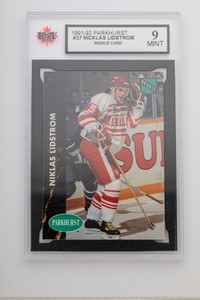 1991-92 Parkhurst #37 Nicklas Lindstrom Rookie Card Detroit Red Wings KSA Graded